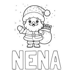 Online izdelana pobarvanka - Pobarvanka imena NENA in pobarvanka Božička s polno vrečo daril