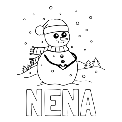 Online izdelana pobarvanka - Pobarvanka imena NENA in pobarvanka prikupnega snežaka