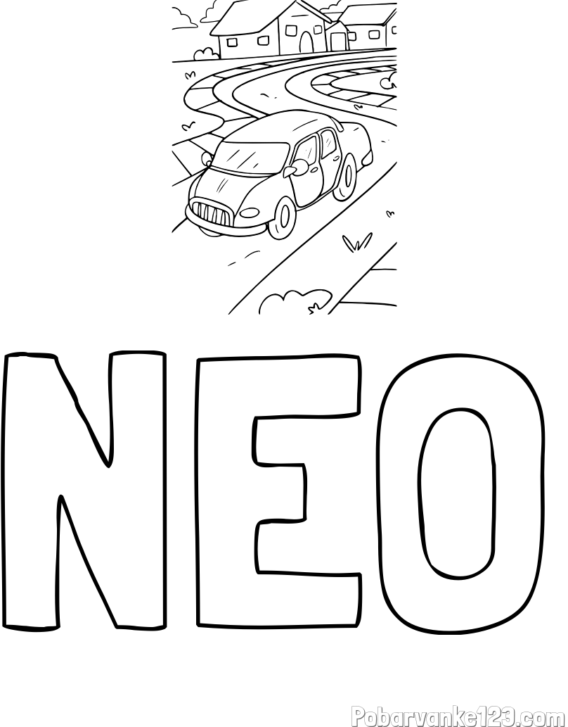 Pobarvanka imena NEO in na poti