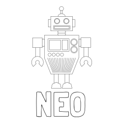 Online izdelana pobarvanka - Pobarvanka imena NEO in pobarvanka robota z anteno