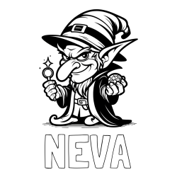 Online izdelana pobarvanka - Pobarvanka imena NEVA in pobarvanka strašnega škrata z zlobnim nasmehom