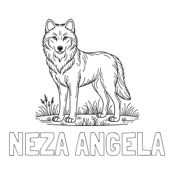 Online izdelana pobarvanka - Pobarvanka imena NEŽA ANGELA in pobarvanka volka