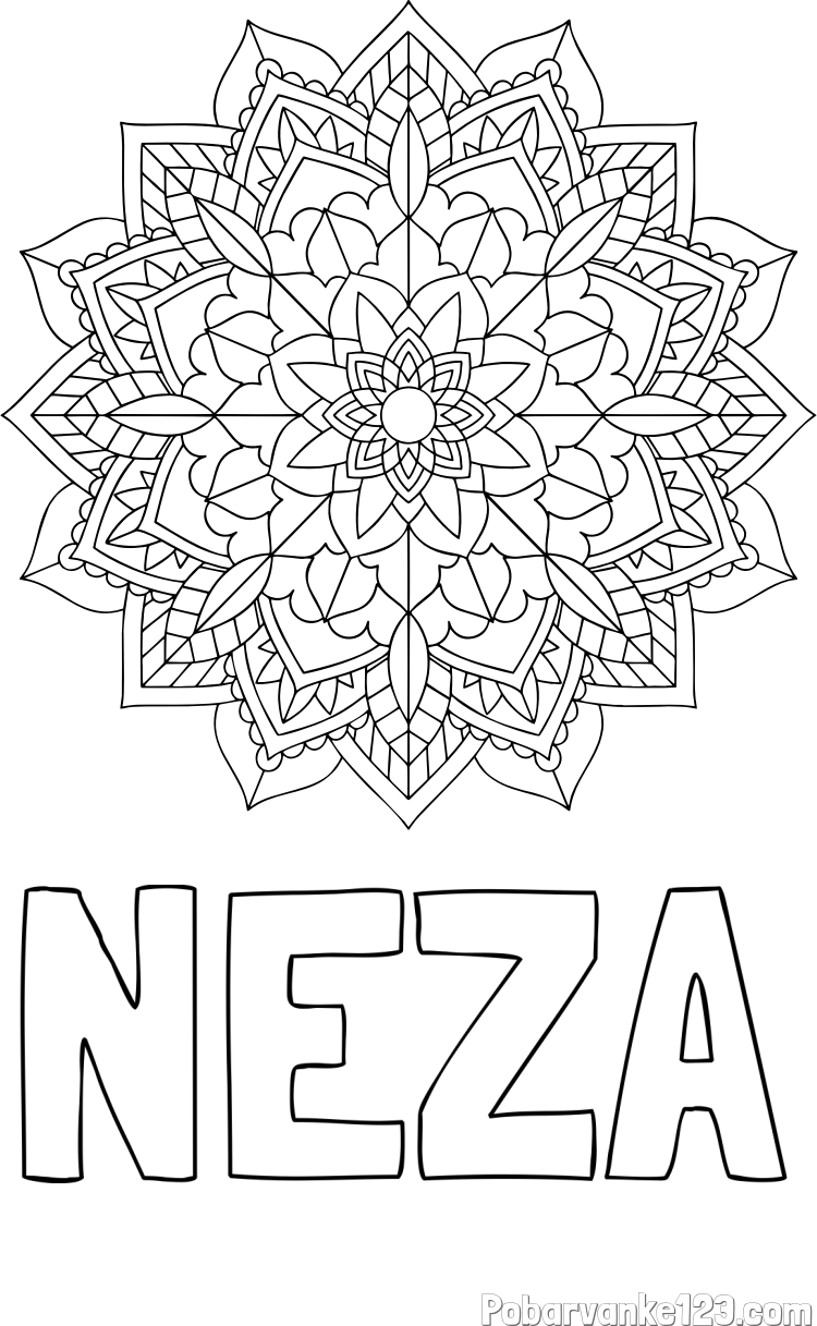 Pobarvanka imena NEZA in Čudovita pobarvanka mendale