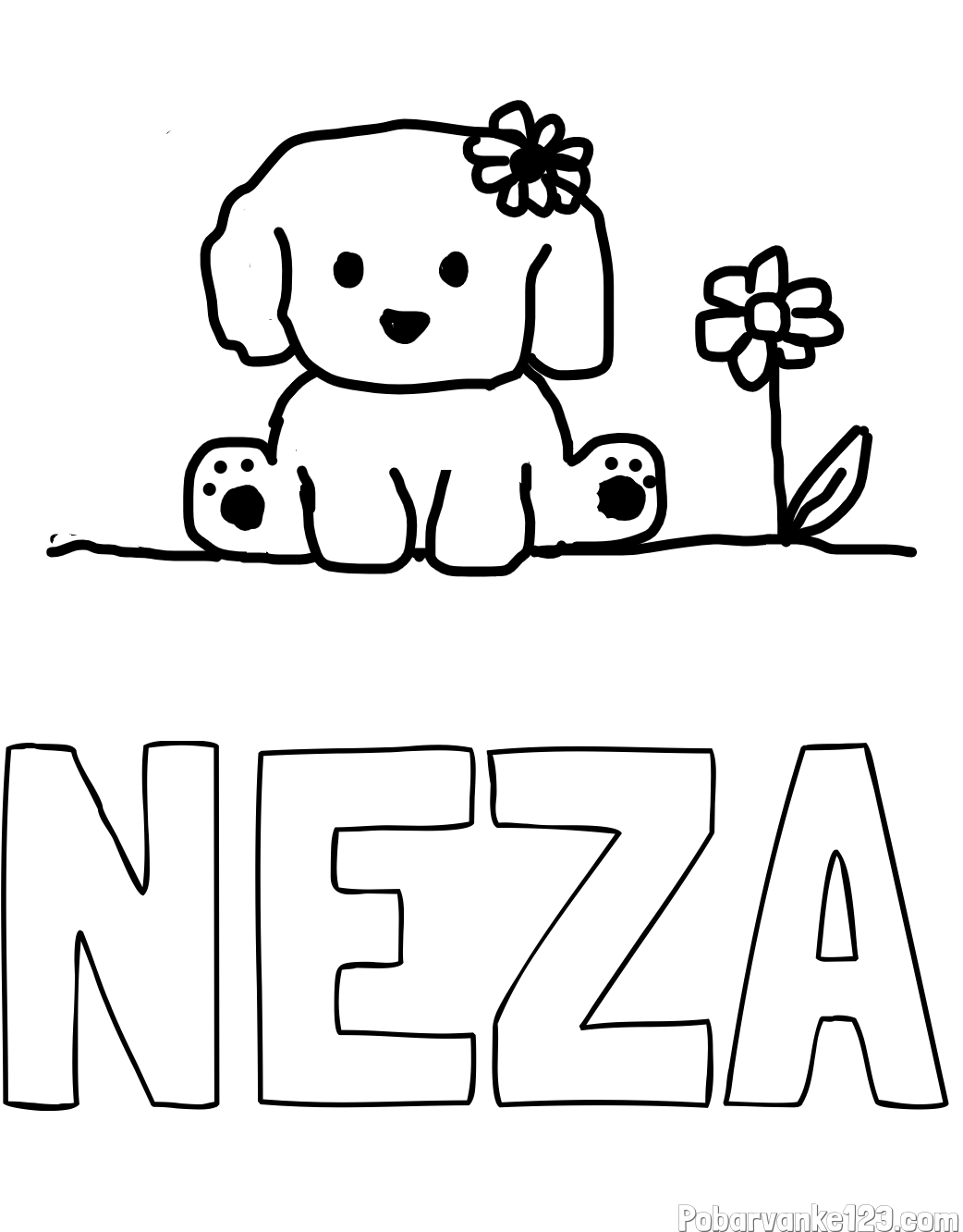 Pobarvanka imena NEŽA in KUŽIKA