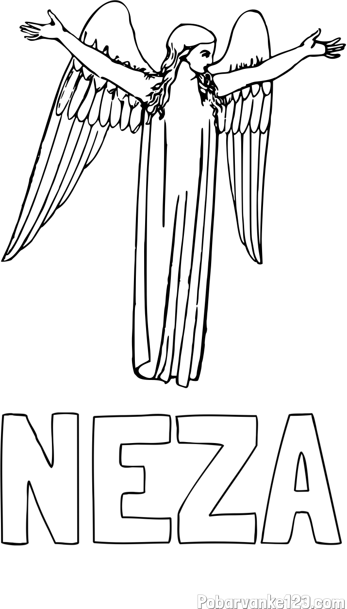 Pobarvanka imena NEŽA in lepa pobarvanka angela