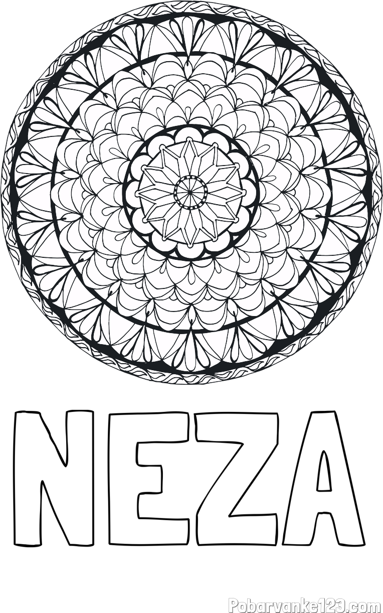 Pobarvanka imena NEŽA in mandale 4