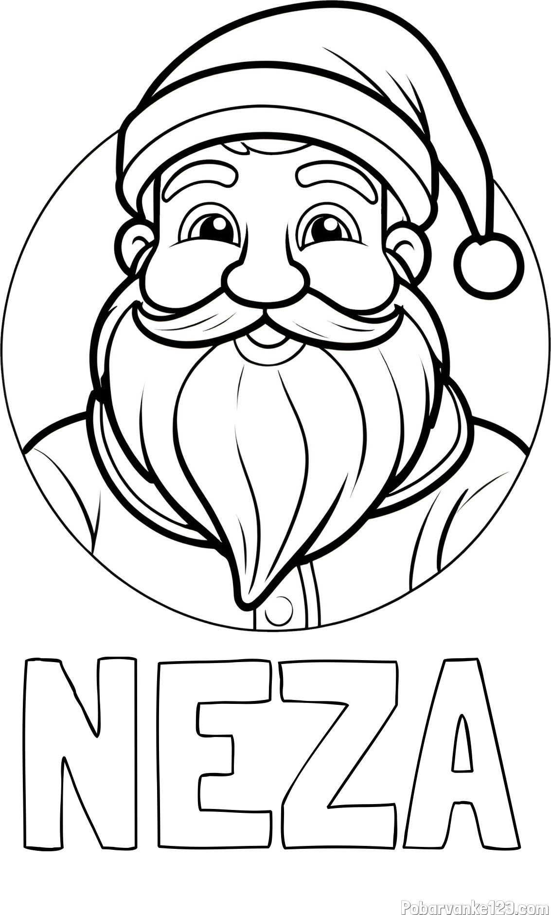 Pobarvanka imena NEZA in otroška pobarvanka Božička v krogu