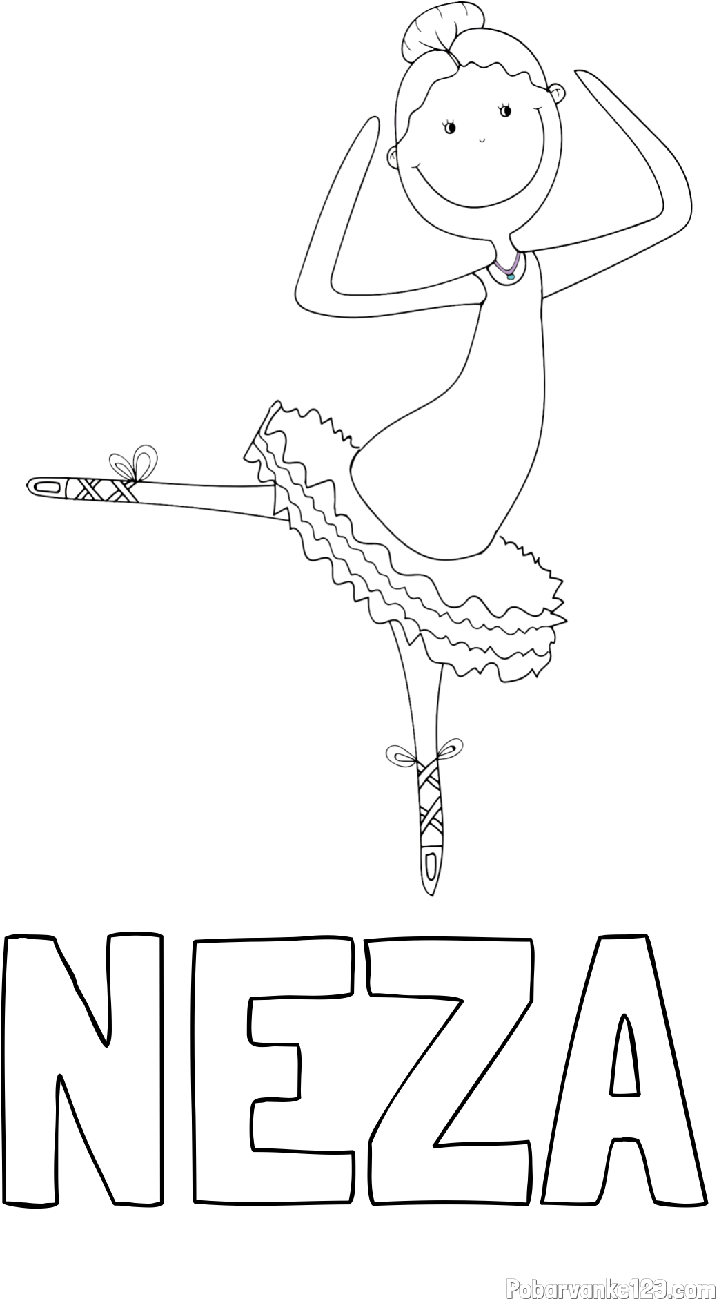 Pobarvanka imena NEŽA in pobarvanka balerine