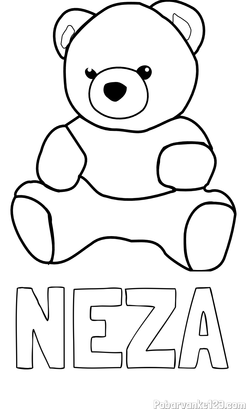 Pobarvanka imena NEŽA in pobarvanka medvedka