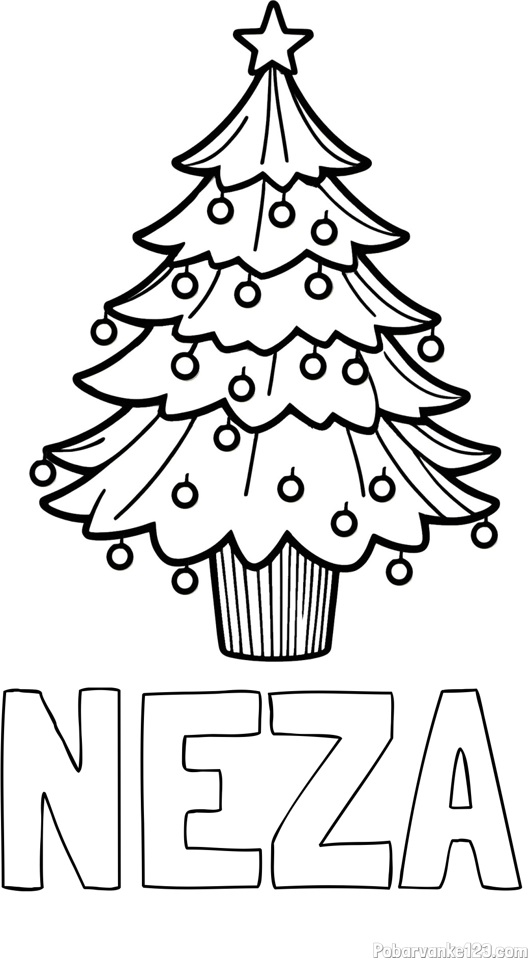 Pobarvanka imena NEŽA in pobarvanka preproste božične smreke