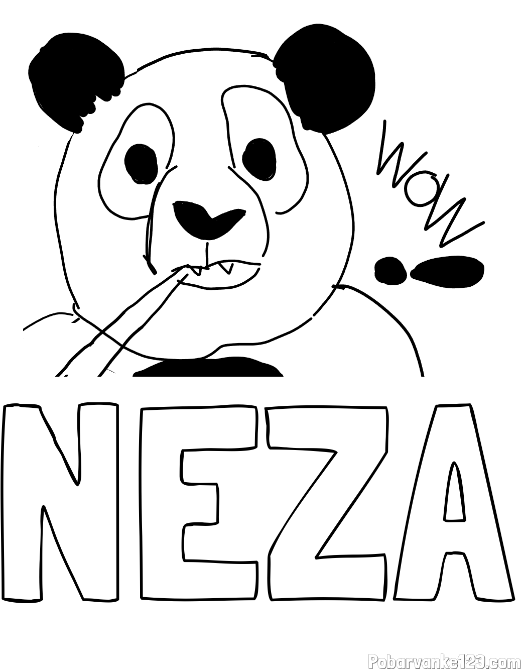 Pobarvanka imena NEŽA in pobarvanka “Prestrašena panda”