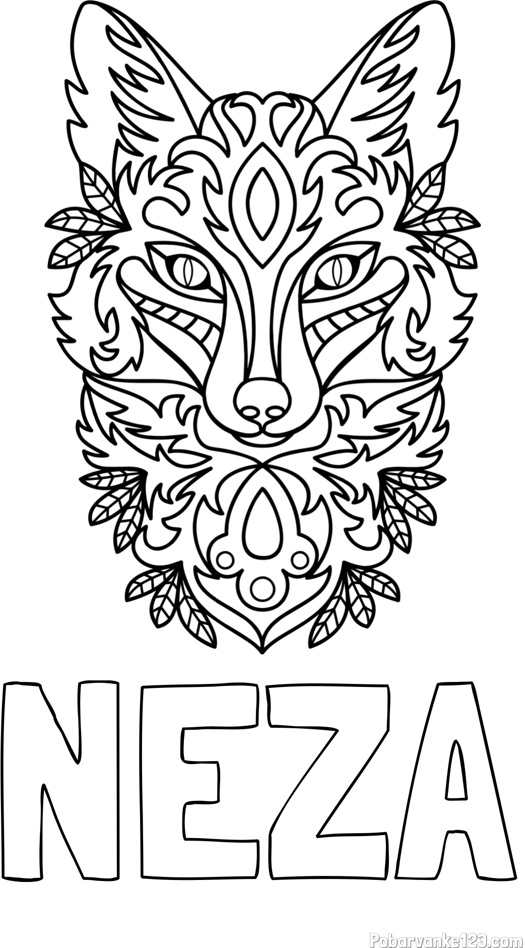 Pobarvanka imena NEŽA in pobarvanka volka - mandale