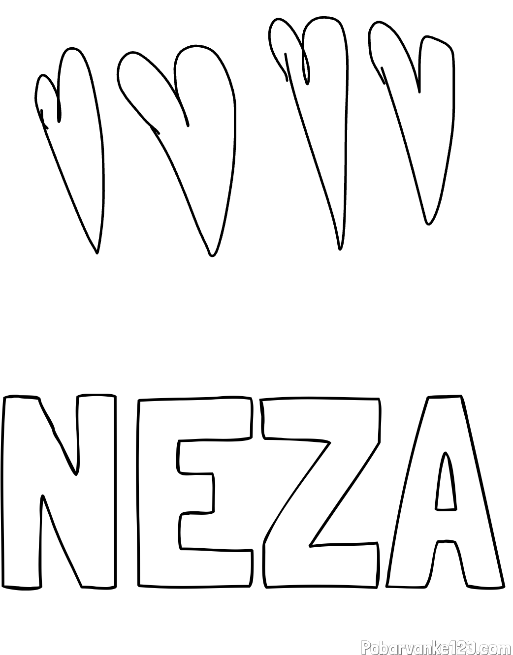 Pobarvanka imena NEŽA in srce❤️