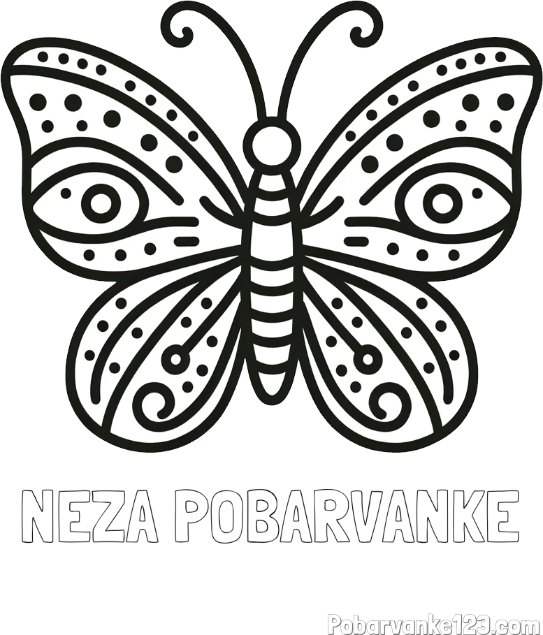 Pobarvanka imena NEŽA POBARVANKE in preprosta pobarvanka metulja