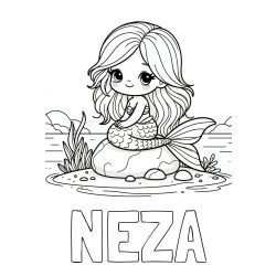 Pobarvanka imena NEŽA ter morske deklice