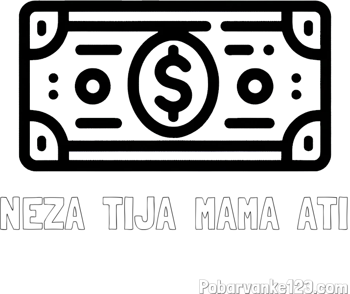 Pobarvanka imena NEŽA  TIJA  MAMA  ATI in otroška pobarvanka bankovca
