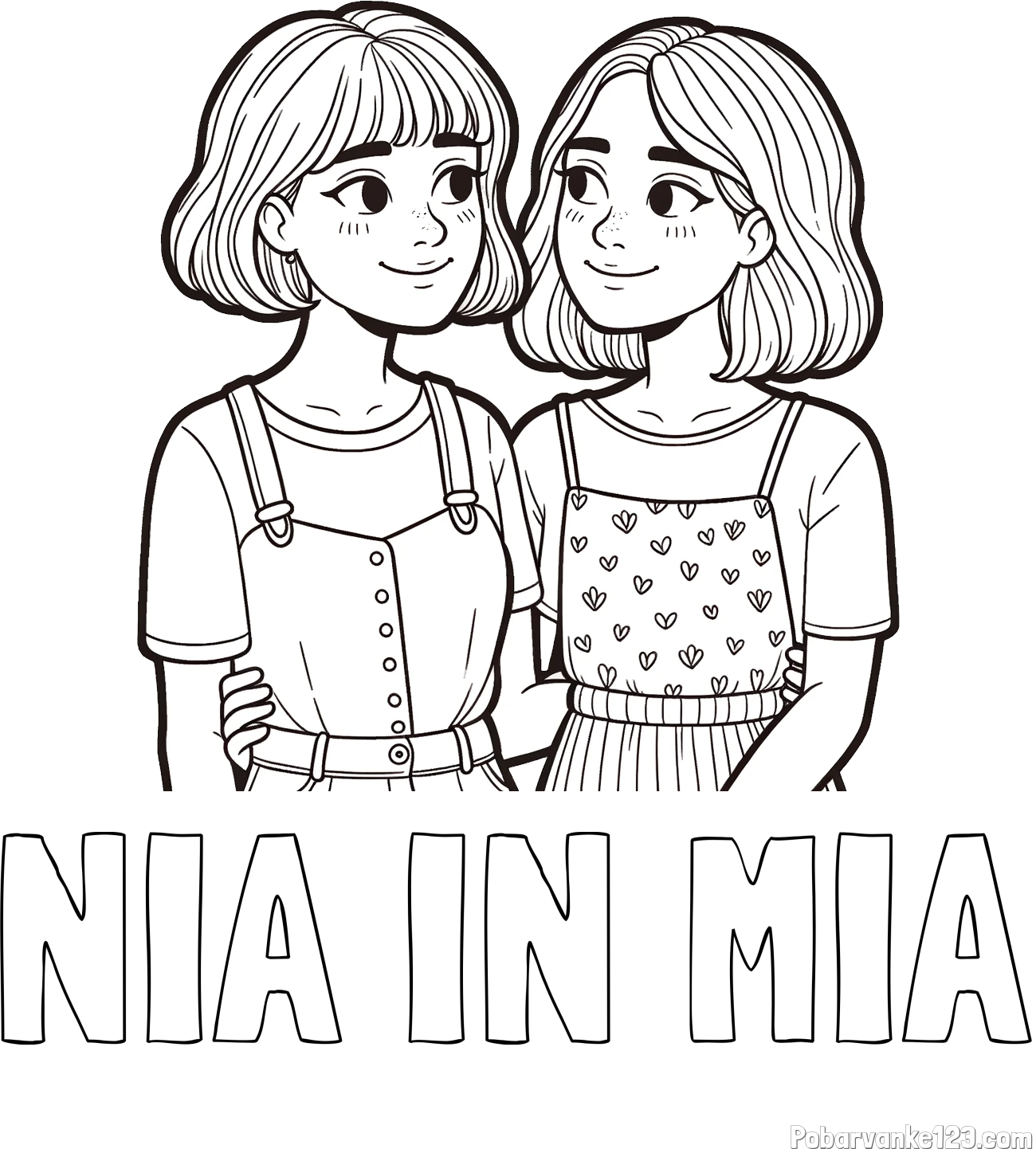 Pobarvanka imena NIA IN MIA in pobarvanka dveh najboljših prijateljic