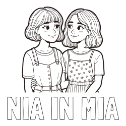 Online izdelana pobarvanka - Pobarvanka imena NIA IN MIA in pobarvanka dveh najboljših prijateljic