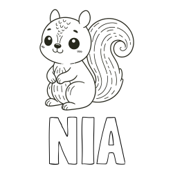 Pobarvanka imena NIA in otroška pobarvanka veveričke