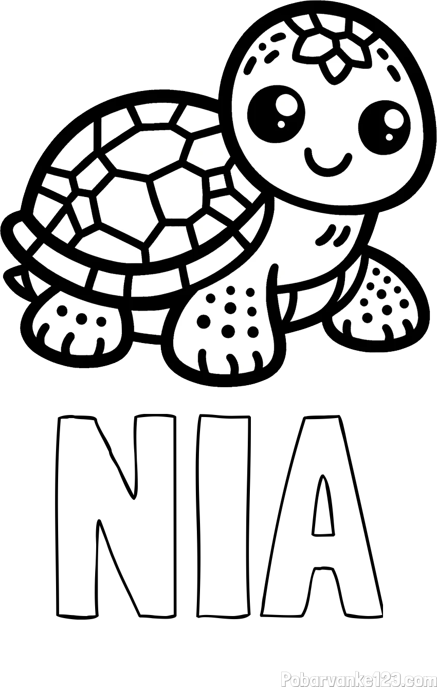Pobarvanka imena NIA in otroška pobarvanka želve