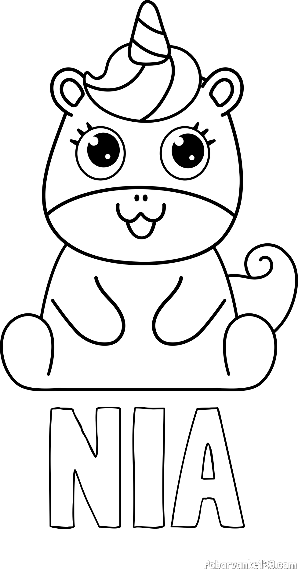 Pobarvanka imena NIA in pobarvanka čudovitega samoroga Unicorn