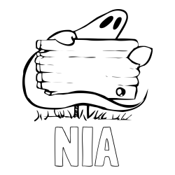 Online izdelana pobarvanka - Pobarvanka imena NIA in pobarvanka duhca in table