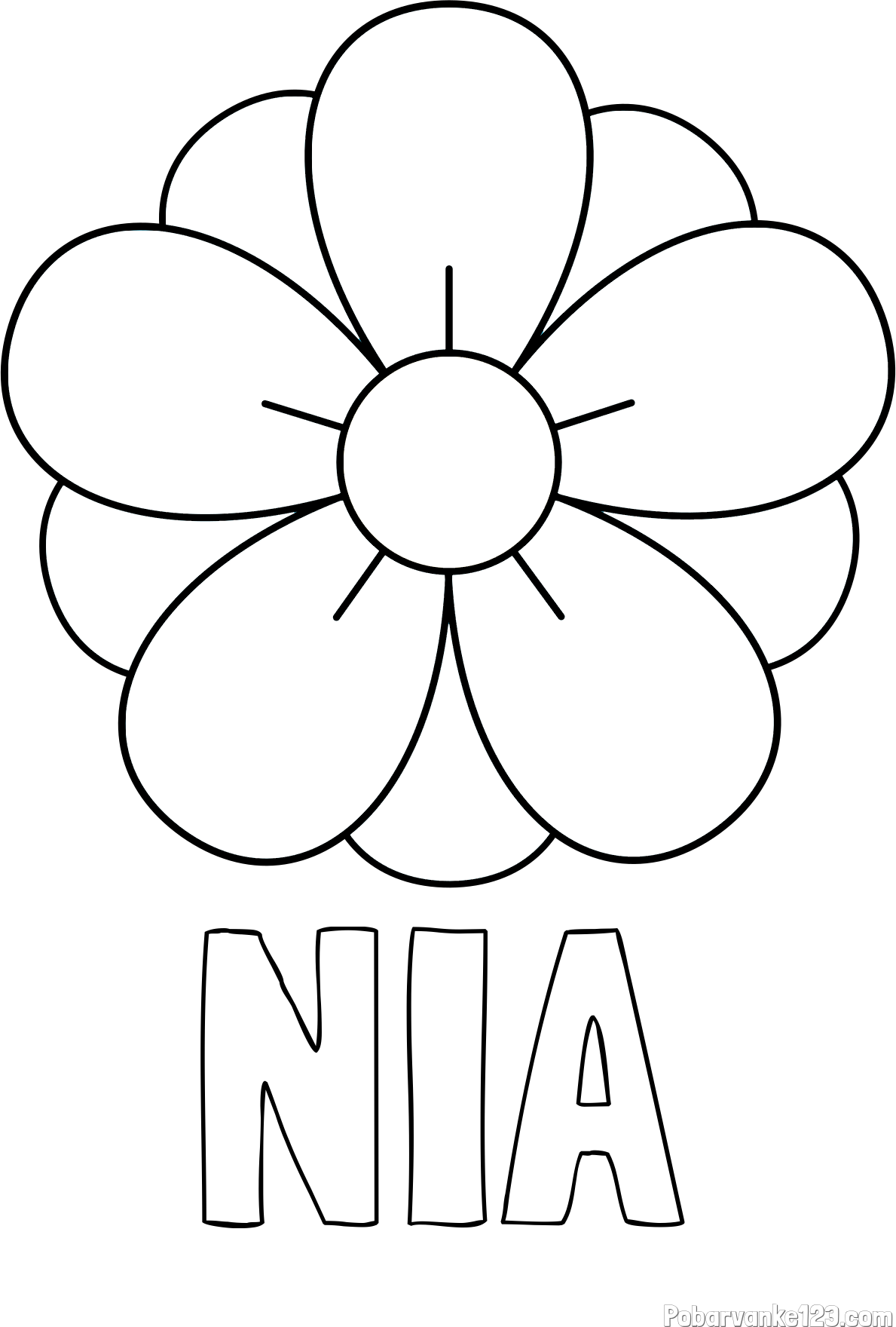 Pobarvanka imena NIA in pobarvanka lepega cveta