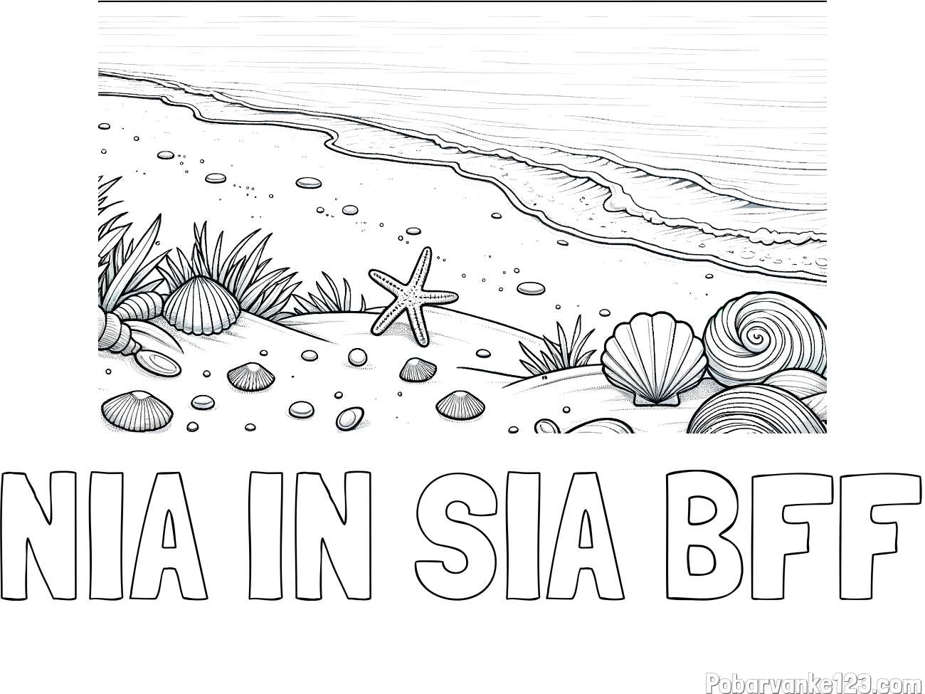 Pobarvanka imena NIA IN SIA BFF in pobarvanka morja in plaže