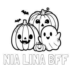 Online izdelana pobarvanka - Pobarvanka imena NIA LINA BFF in pobarvanka duhca in buč za noč čarovnic