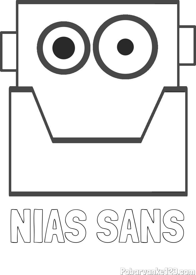 Pobarvanka imena NIAŠ ŠANS in pobarvanka glave robota