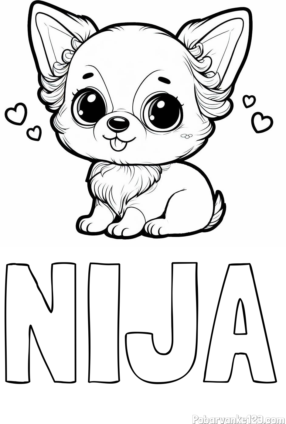 Pobarvanka imena NIJA in pobarvanka čivave