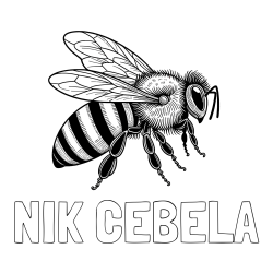 Online izdelana pobarvanka - Pobarvanka imena NIK ČEBELA in pobarvanka realistične čebele