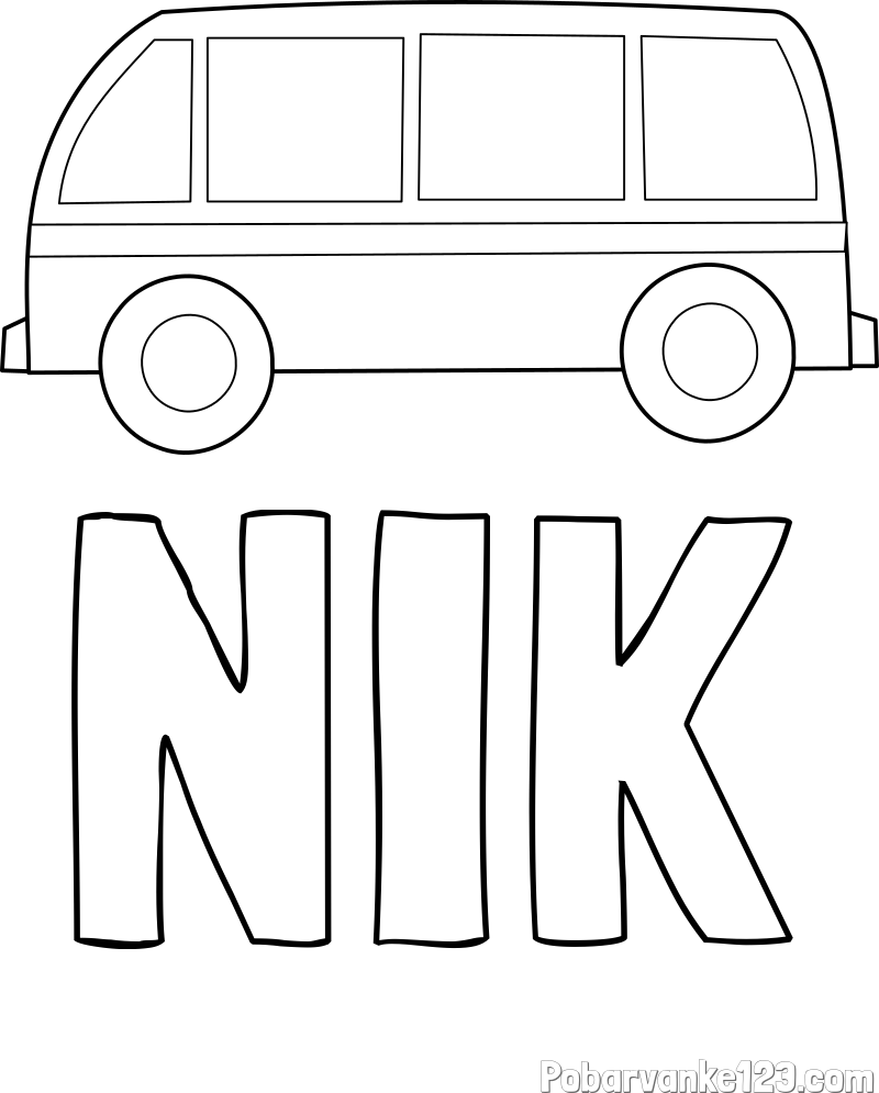 Pobarvanka imena NIK in avtobus
