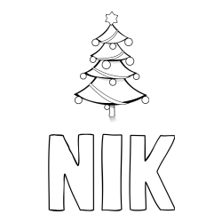 Pobarvanka imena NIK in božična smreka
