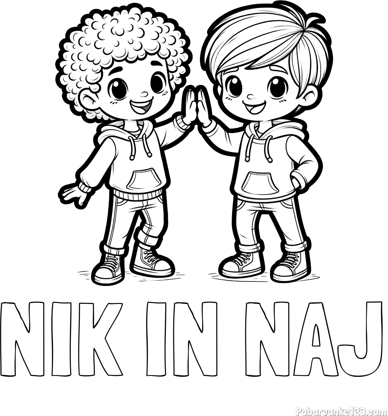 Pobarvanka imena NIK IN NAJ in pobarvanka dveh nasmejanih prijateljev