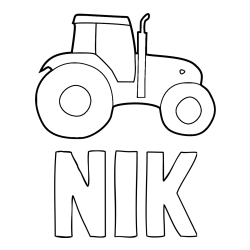 Pobarvanka imena NIK in otroška pobarvanka traktorja