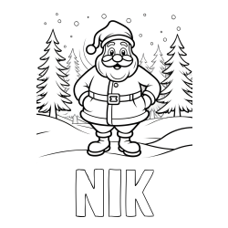 Pobarvanka imena NIK in pobarvanka Božička v gozdu