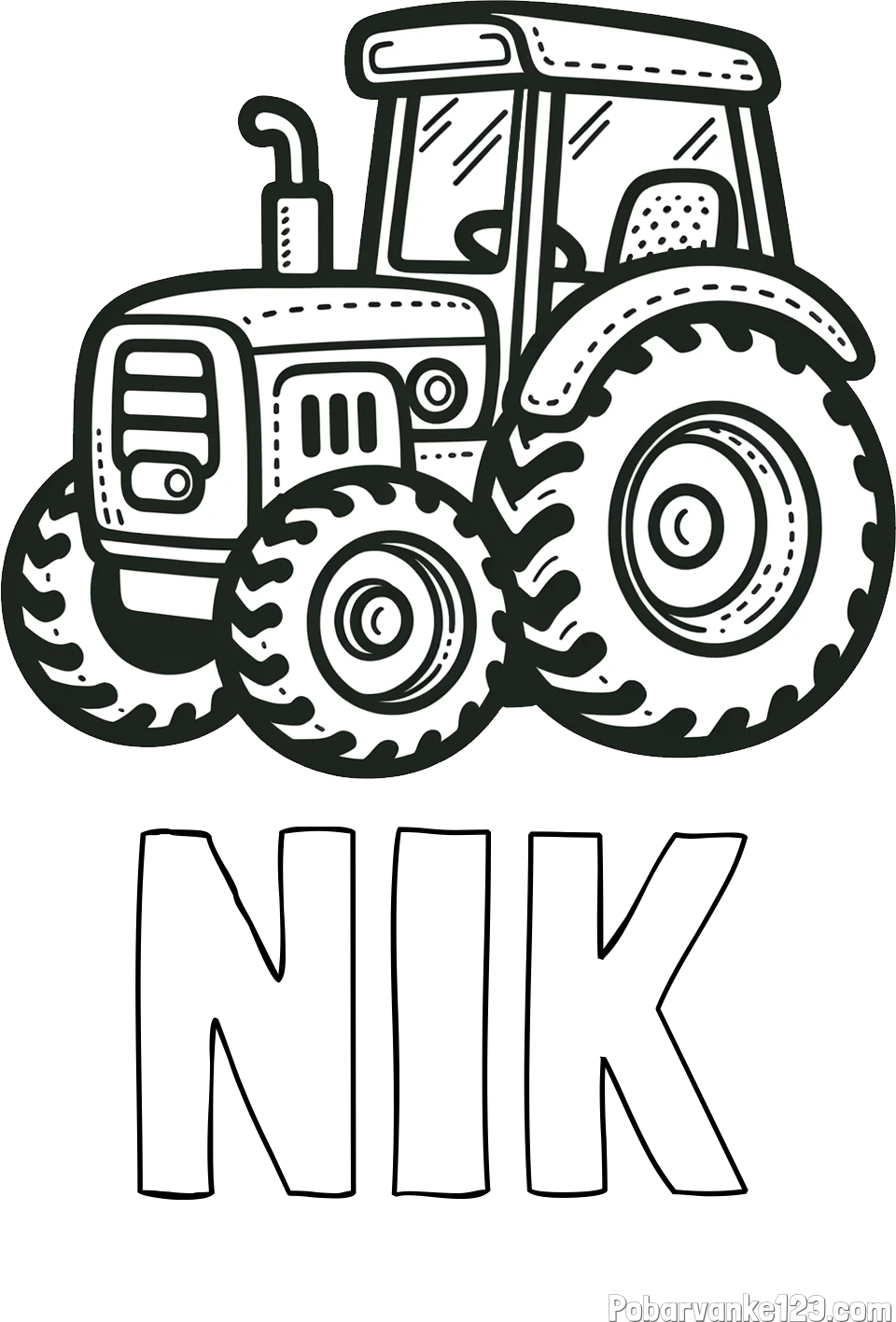 Pobarvanka imena NIK in pobarvanka čudovitega traktorja