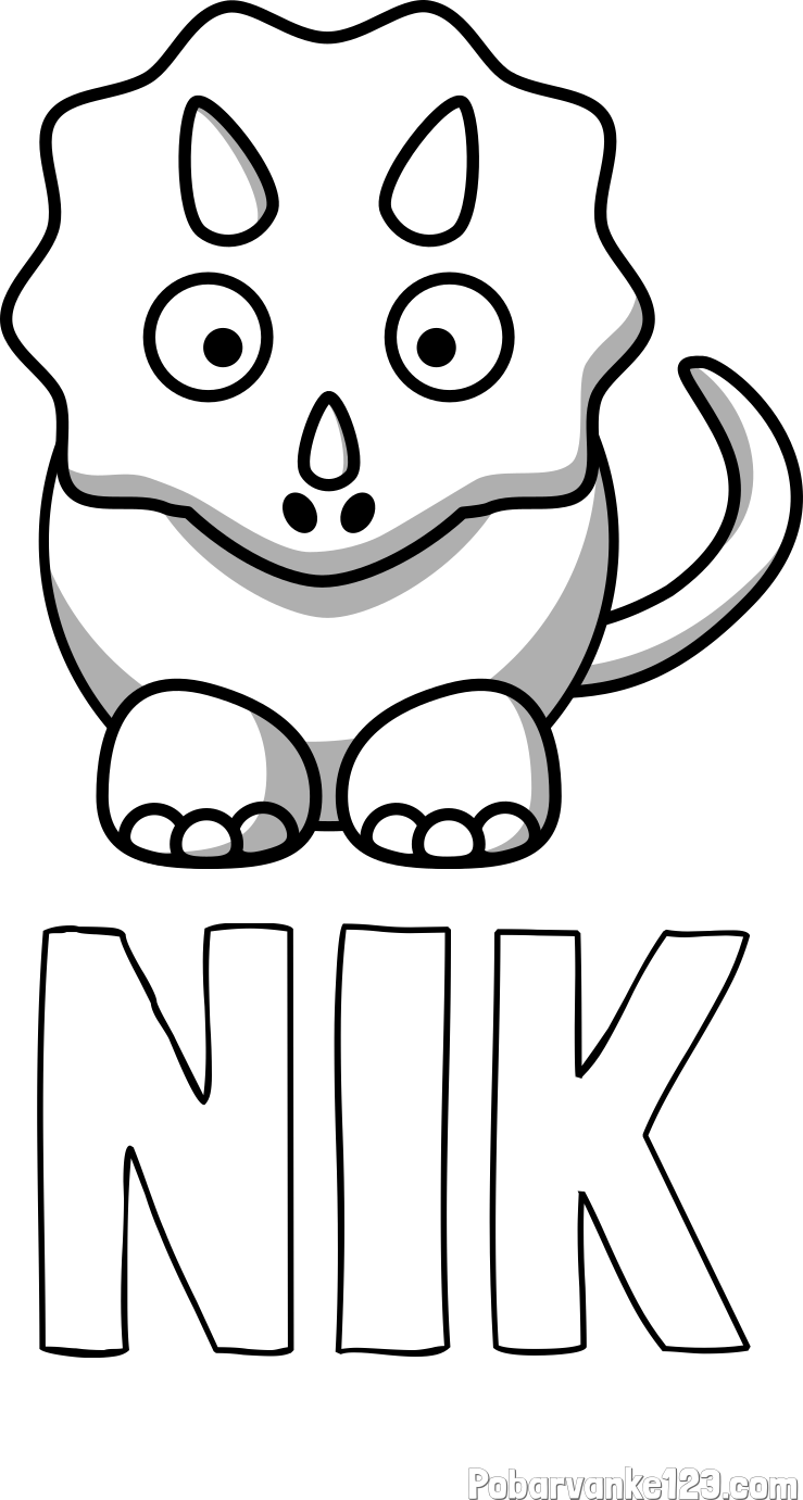 Pobarvanka imena NIK in pobarvanka dinozavra triceratops