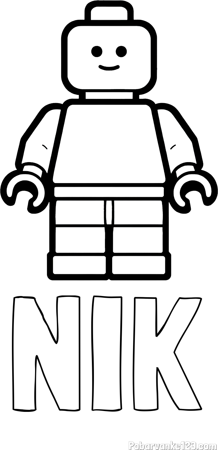 Pobarvanka imena NIK in pobarvanka LEGO figurice fanta