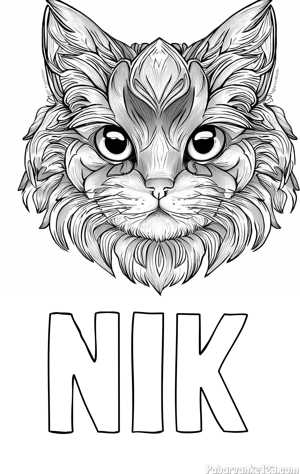 Pobarvanka imena NIK in pobarvanka mačke