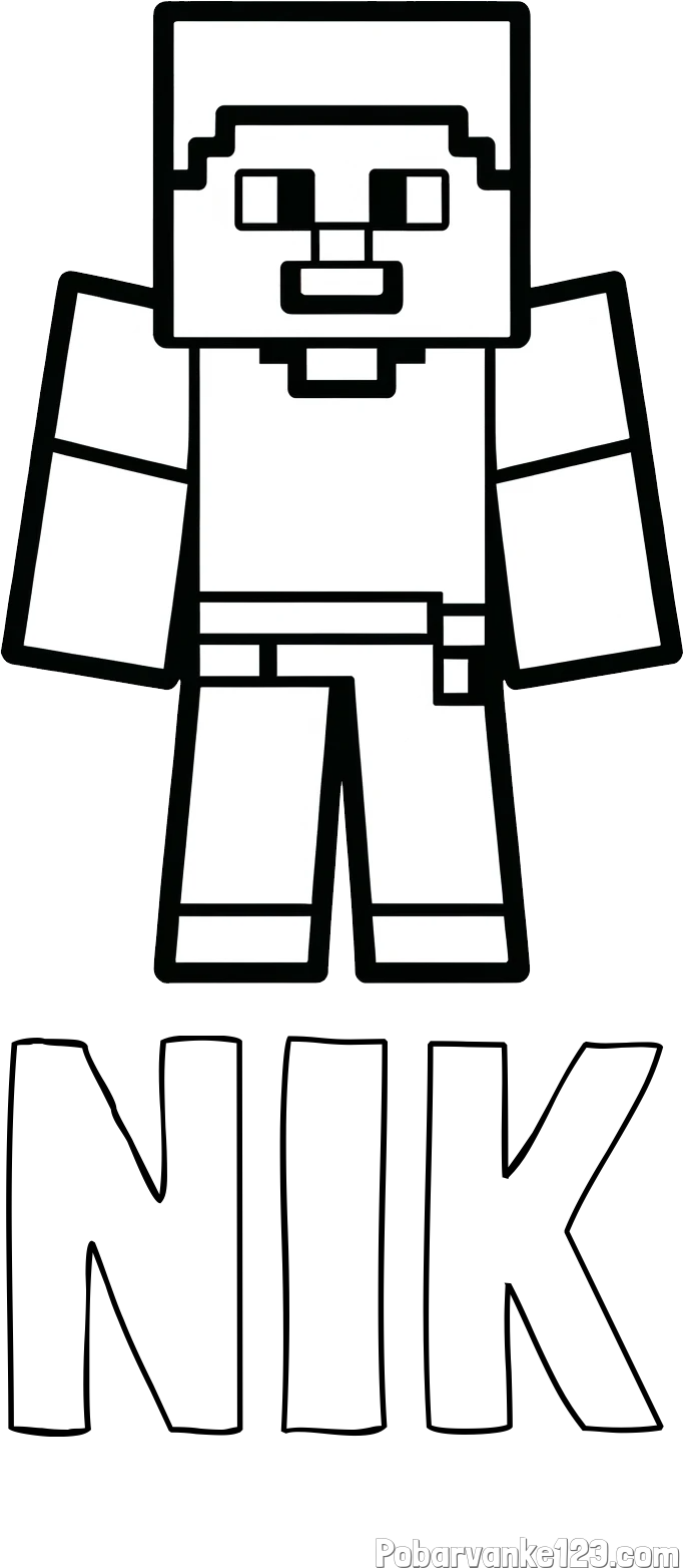 Pobarvanka imena NIK in pobarvanka Minecraft figurice