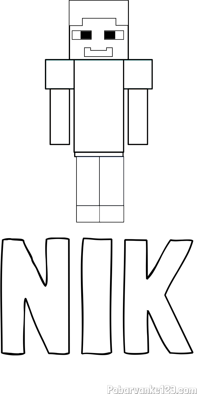 Pobarvanka imena NIK in pobarvanka Minecraft glavnega junaka