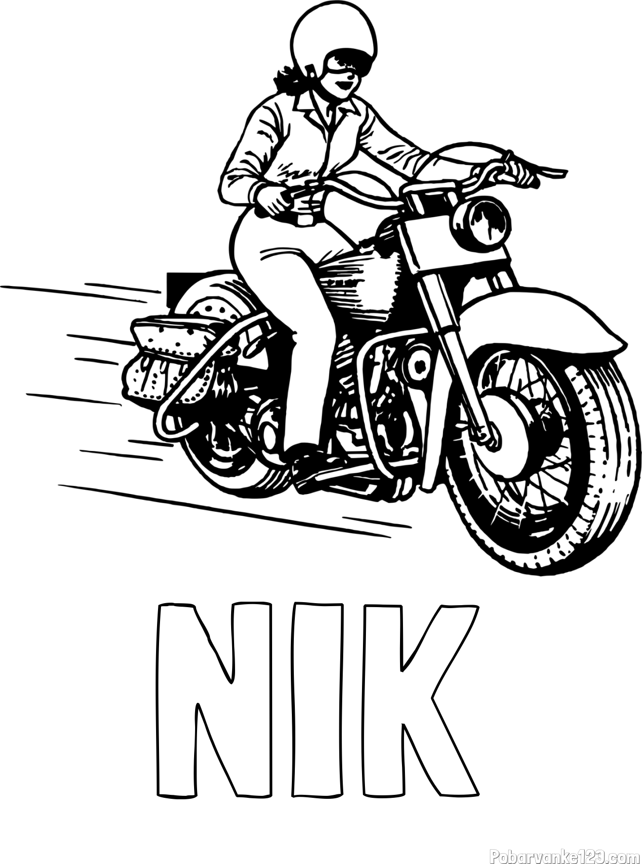 Pobarvanka imena NIK in pobarvanka motorja ter motoristke