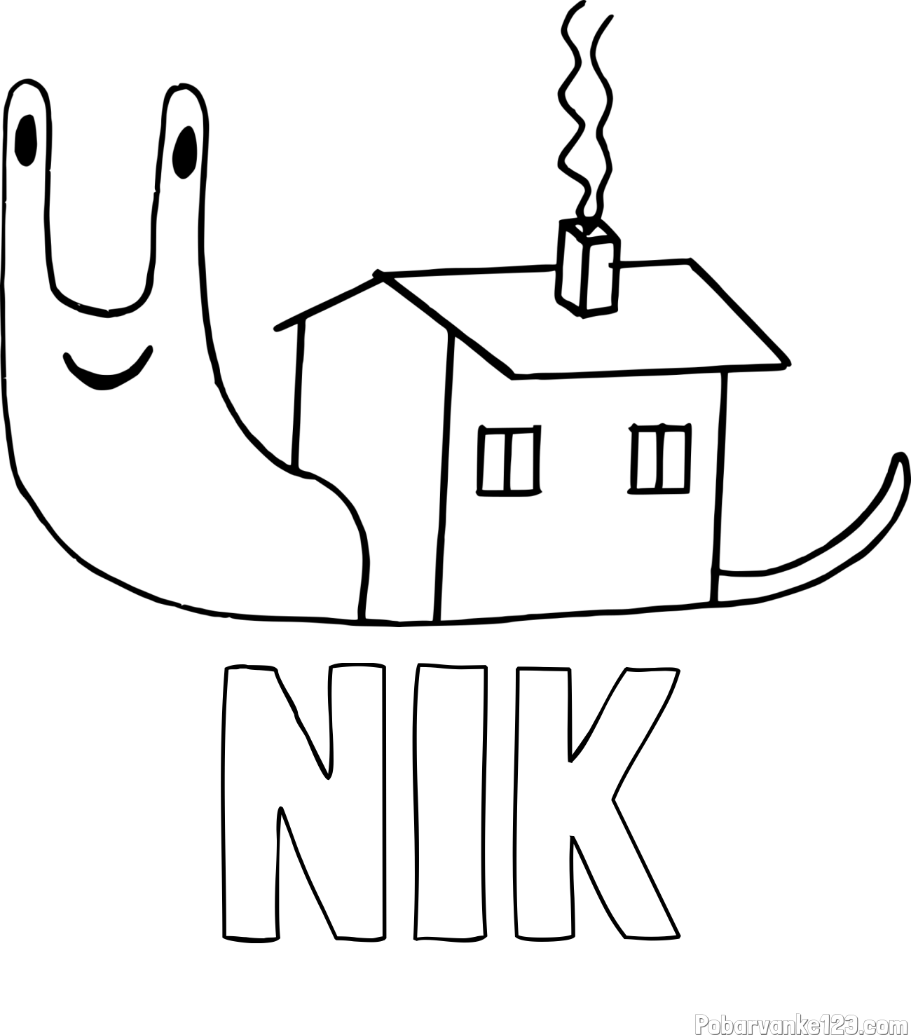 Pobarvanka imena NIK in pobarvanka polžka s hiško