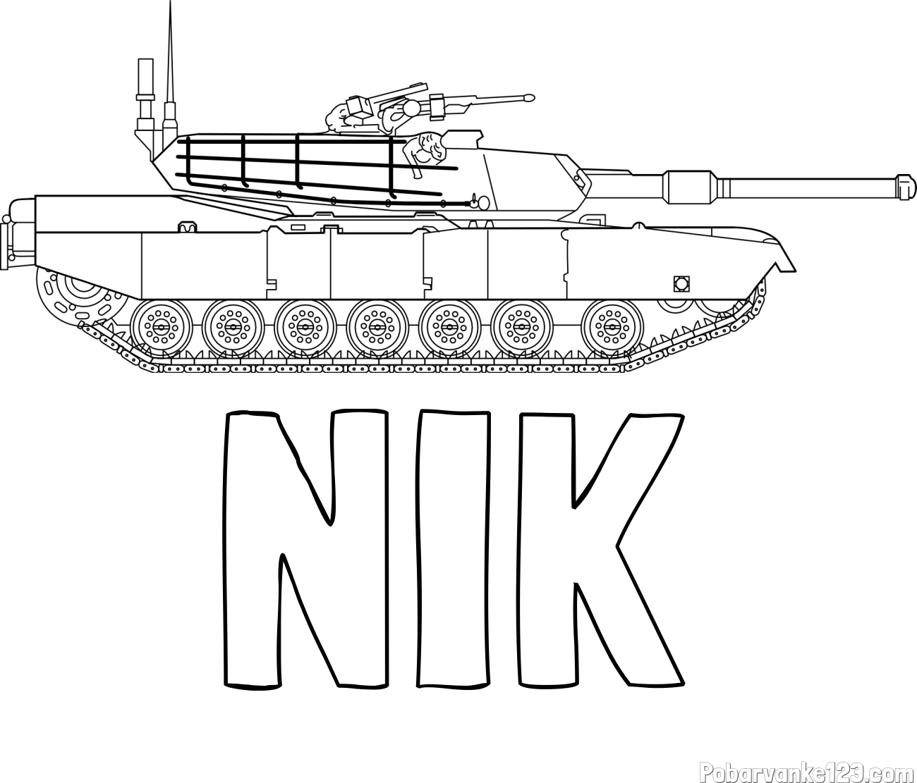 Pobarvanka imena NIK in pobarvanka tanka M1 Abrams
