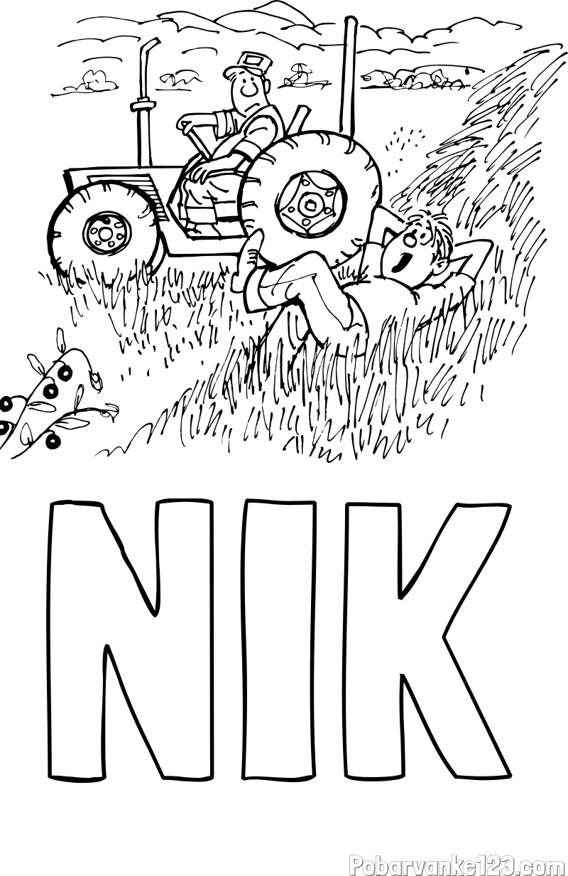 Pobarvanka imena NIK in pobarvanka traktor