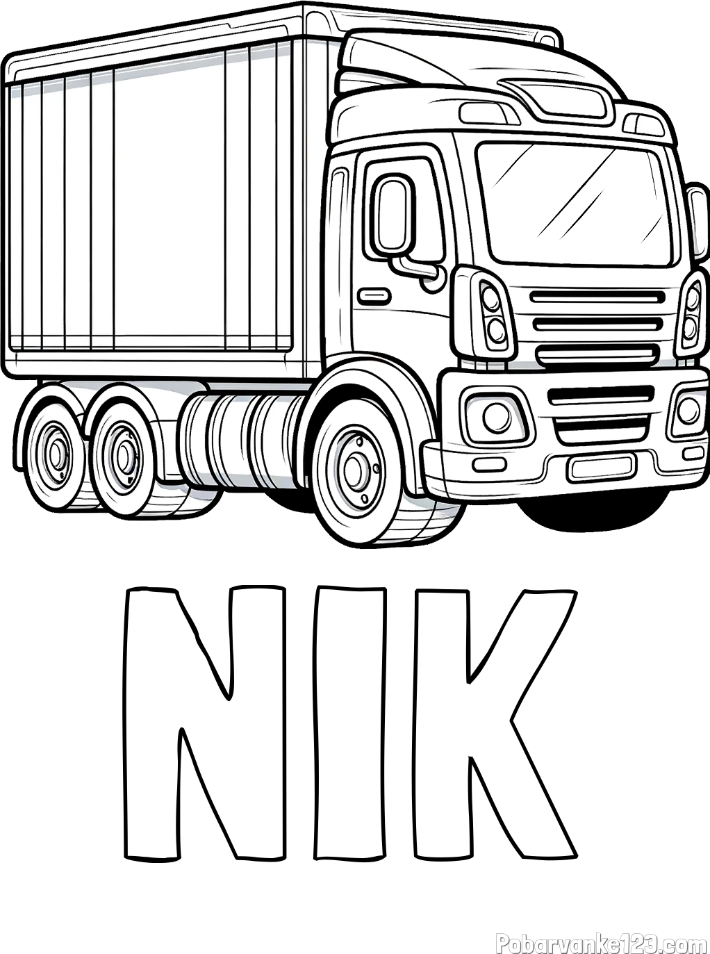 Pobarvanka imena NIK in pobarvanka velikega tovornjaka