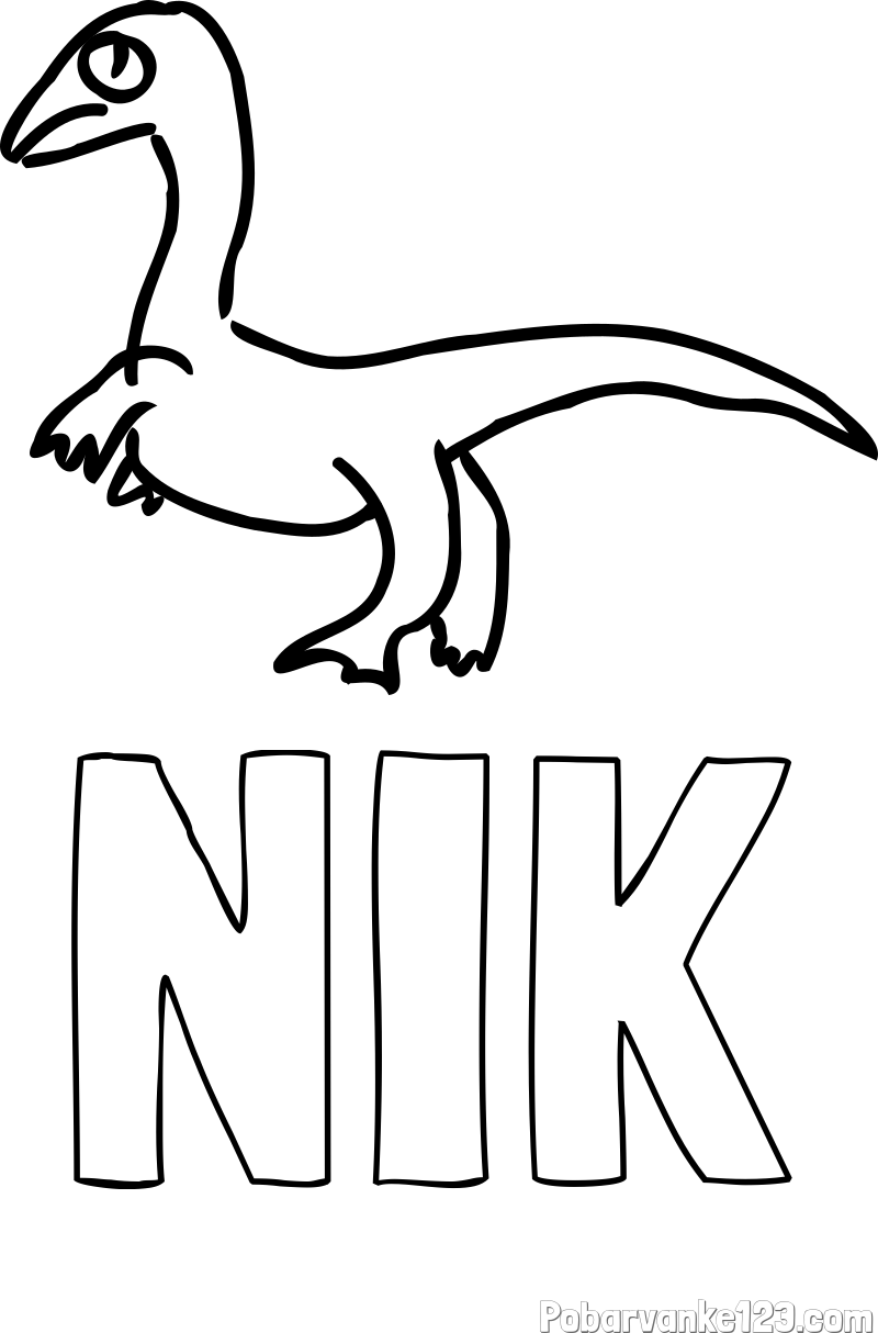 Pobarvanka imena NIK in pobarvanka žalostnega dinozavra