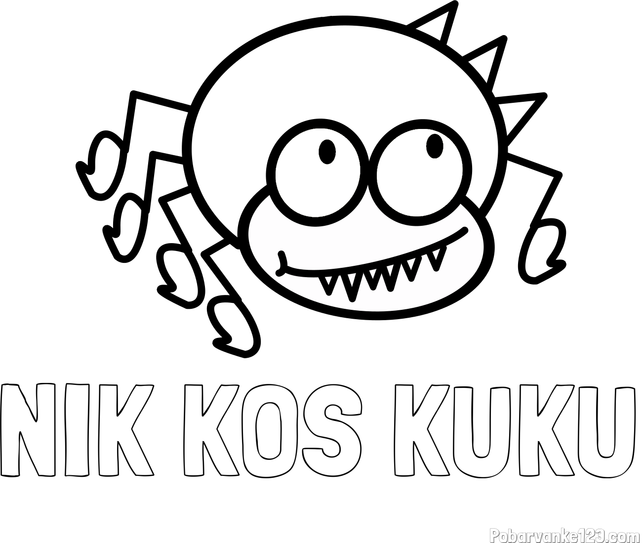 Pobarvanka imena NIK KOS KUKU in pobarvanka smešnega pajka